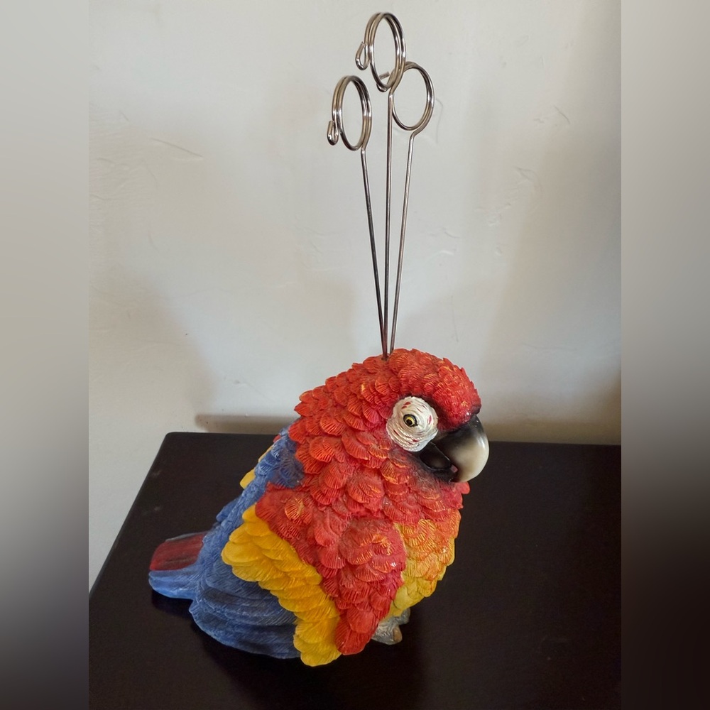 Vintage Papagallo Rojo Resin Parrot Macaw Figurine‎ pictures holder decor